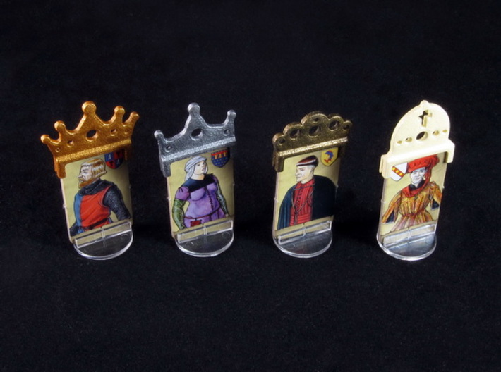 Fief - King etc. markers (4 pcs) 3d printed Hand-painted White Strong Flexible. Standees copyright Asyncron/Academy games.