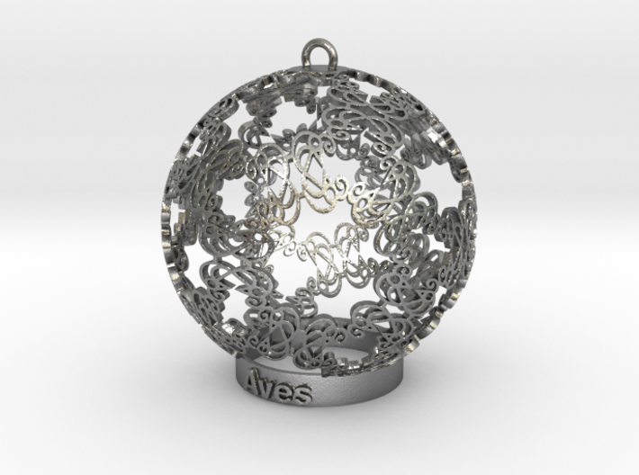 Aves Ornament for lighting 3d printed Aves ornament in silver for lighting