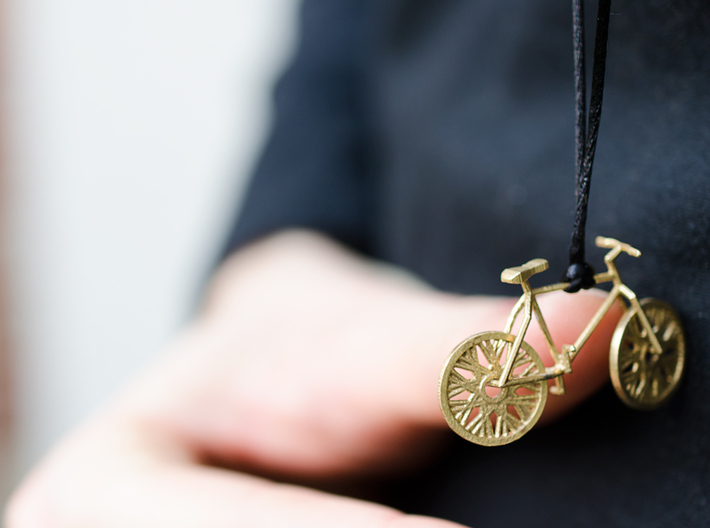 Bicycle brass pendant with moving wheels! 3d printed 