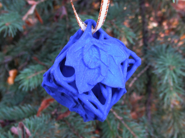 Botanical d6 Ornament 3d printed In Royal Blue Strong &amp; Flexible Polished