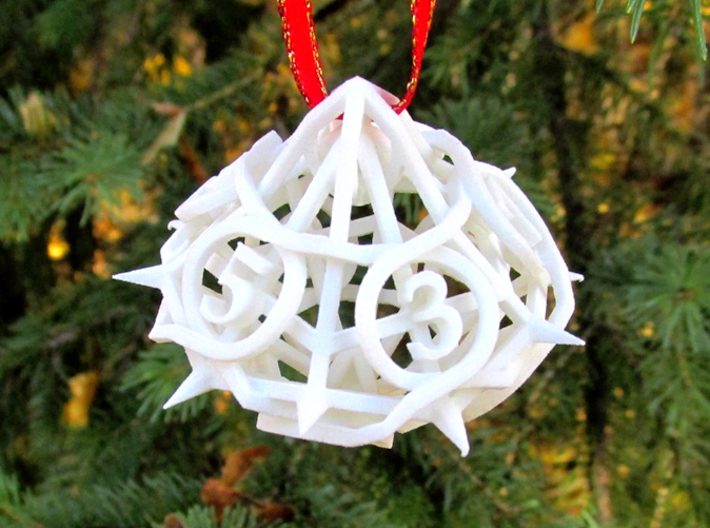 Thorn d10 Ornament 3d printed In White Strong &amp; Flexible