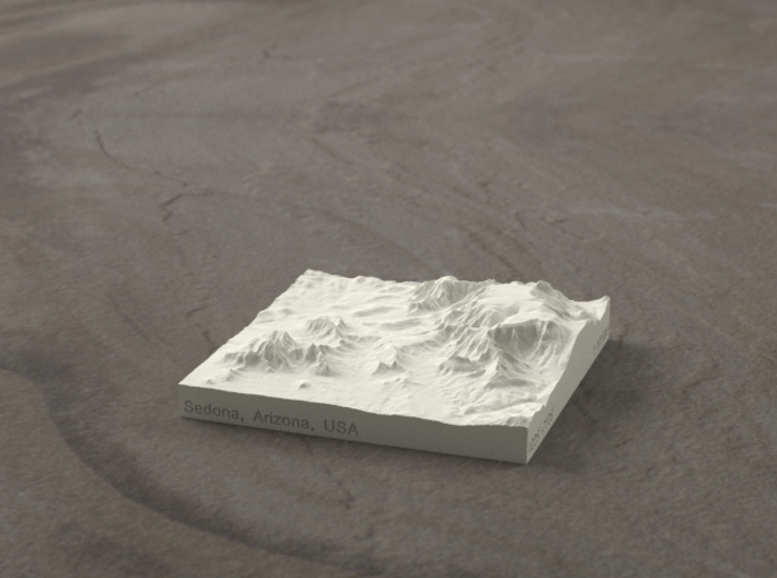 3'' Sedona, Arizona, USA, Sandstone 3d printed Radiance rendering of model, viewed from SSE