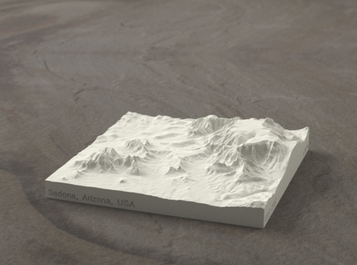 4'' Sedona, Arizona, USA, Sandstone 3d printed Radiance rendering of model, viewed from SSE