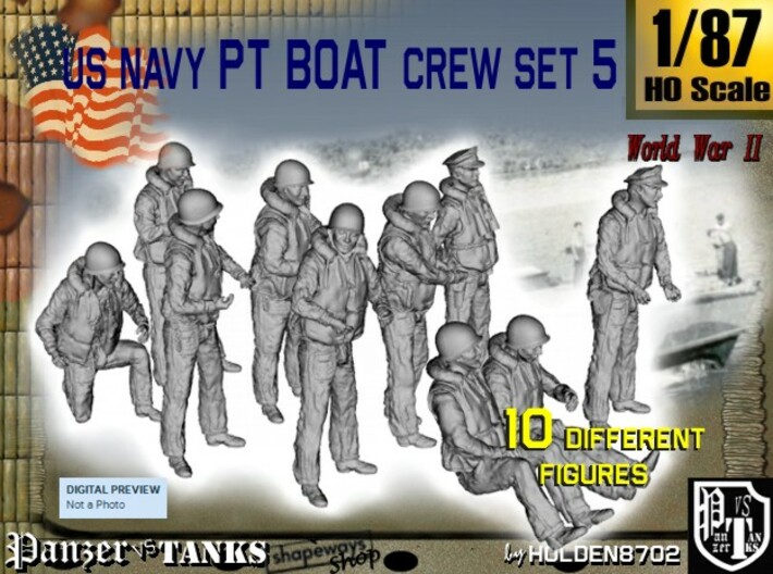 1/87 US Navy PT Boat Crew Set5 3d printed 
