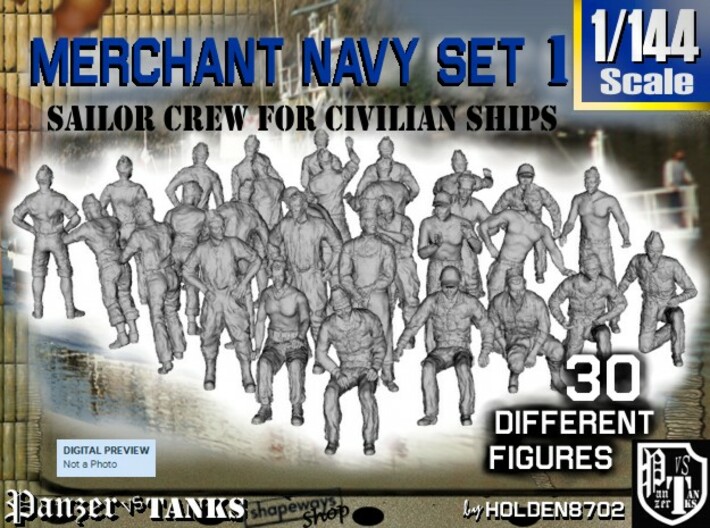 1/144 Merchant Navy Crew Set 1 3d printed 