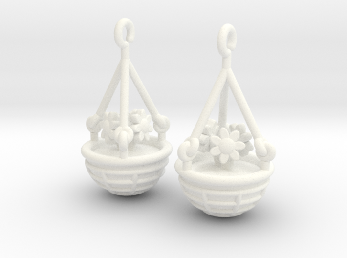 Hanging Basket Earrings 3d printed