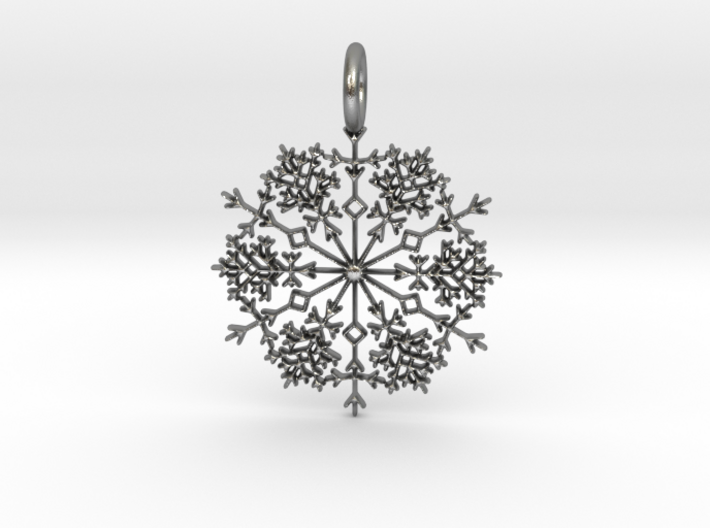 Winter Snowflake Pendant 3d printed Silver Winter Snowflake Pendant