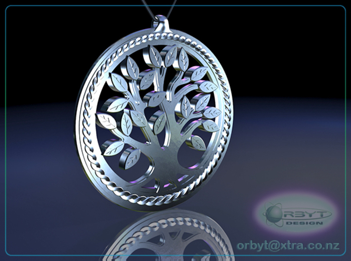DNA/Tree Of Life Pendant ~ 45mm 3d printed Raytraced render simulating polished silver material