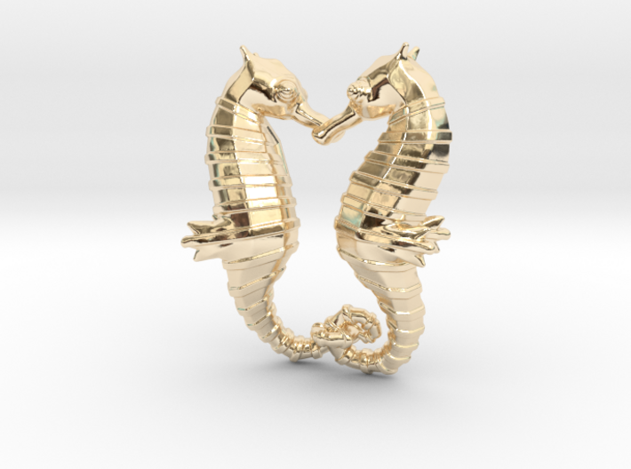 'Hippocampus Love' (Seahorse) LOVE Pendant, Charm 3d printed