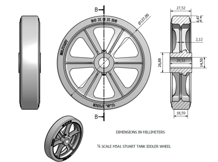 1/6 IDLER Wheel Stuart 3d printed