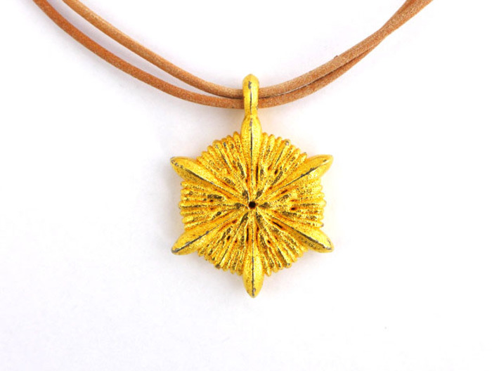 Astrocyathus pendant 3d printed Astrocyathus pendant in polished gold steel