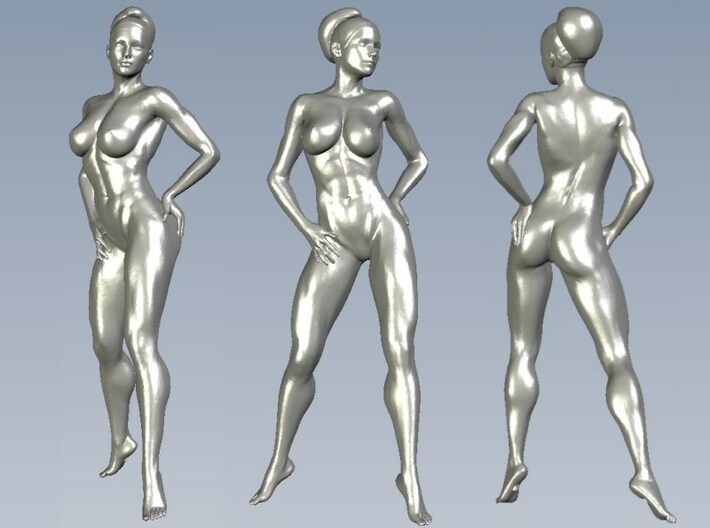 1/18 scale nude beach girl posing figure C 3d printed 