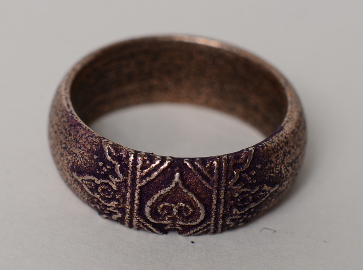 Ace Ring_Henna 3d printed Stainless antiqued with purple acrylic