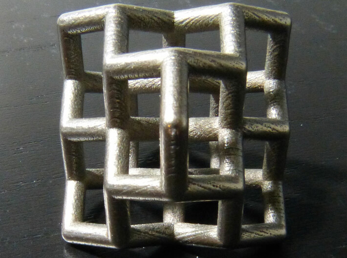 Diamond structure (small) 3d printed Printed in stainless steel.