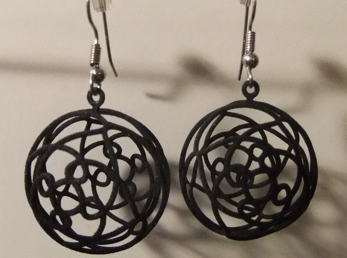 Earrings 3D curve on sphere 3d printed