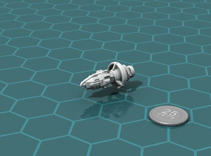 Buru Gunship 3d printed Render of the model, with a virtual quarter for scale.