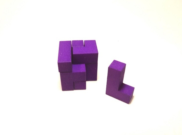 Small SOMA cube fits in the Box (a separate produc 3d printed Small SOMA cube (assembled tetrahedron 2.7x2.7x2.7 cm)
