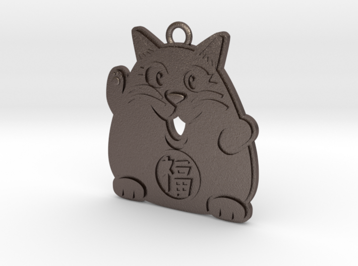 Lucky Cat Keychain 3d printed The gray cat attracts helpful people.