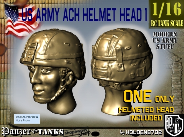 1/16 US Army ACH HELMET Head 1 3d printed