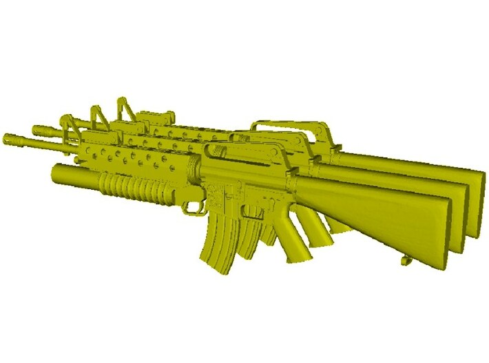 1/15 scale Colt M-16A1 &amp; M-203 rifles x 3 3d printed