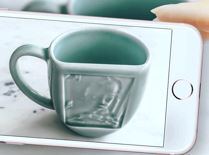Celadon Selfie Mug (Right Handle) 3d printed