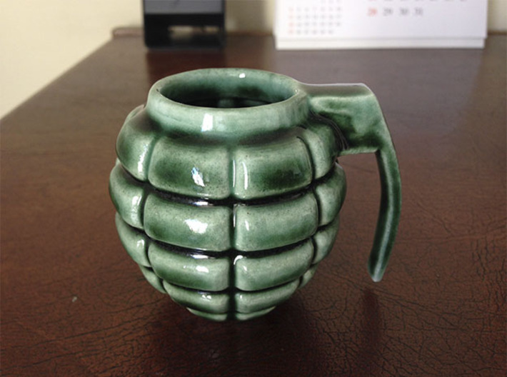 Grenade Espresso Cup 3d printed Shapeways Grenade Cup Porcelain Oribe Green