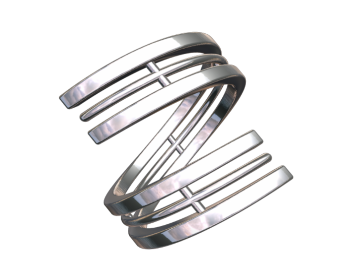 Bars & Wire Ring Size 6 3d printed CGI render of the ring from the top.