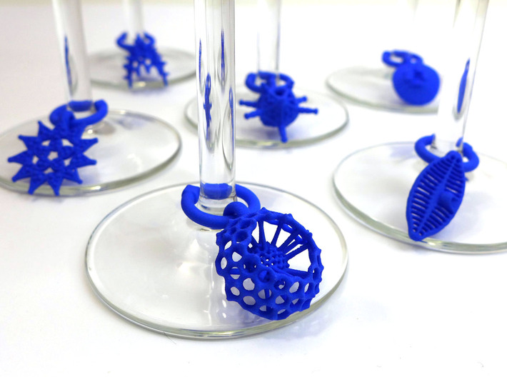 Protist Wine Charms 3d printed Protist wine charms in blue nylon plastic