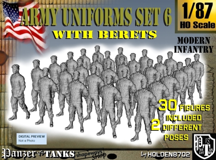 1-87 Army Modern Uniforms Set6 3d printed