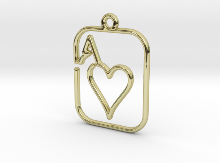 The Ace of Heart continuous line pendant 3d printed