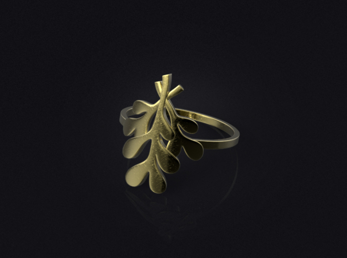 Mistletoe Ring 3d printed 3D visualization of the ring in brass.