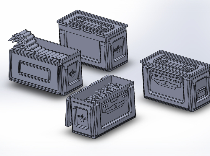 1/48 .50 Cal Ammo cans assorted open and closed (1 3d printed Assorted
