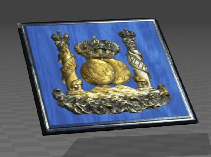 Escudo Ministerio de Hacienda 3d printed Imagen del escudo a color con el fondo azul de la metopia