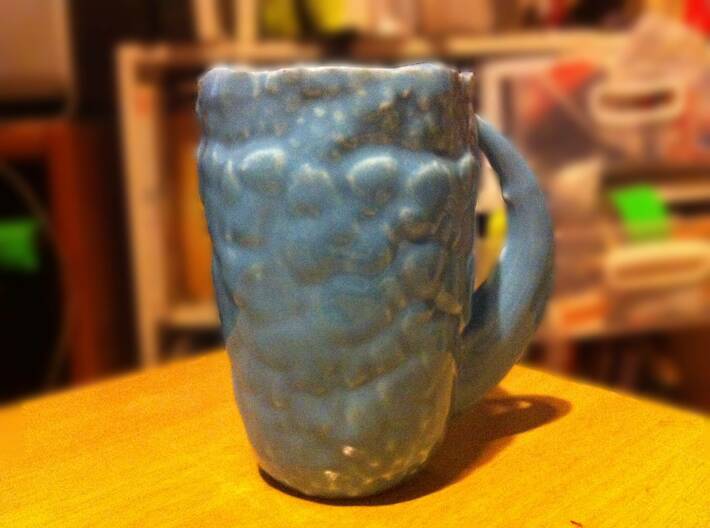Dinosaur Skin Mug 3d printed In &quot;Celadon Green&quot; glaze.