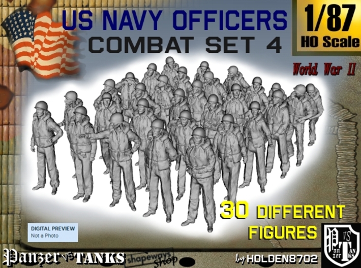1-87 USN Officers KAPOK Set4 3d printed