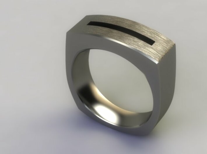 Slot Ring 3d printed Brushed Steel Render