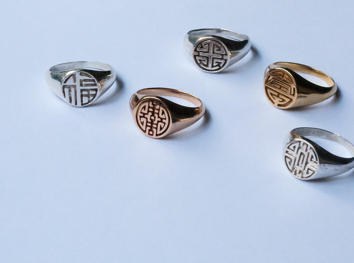 Happiness - Lady Signet Ring 3d printed Five Blessing Lady Signet Ring Collection