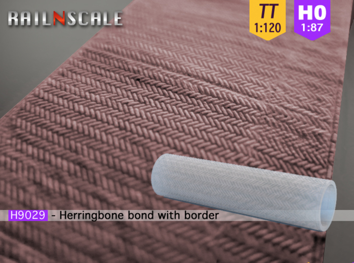 Herringbone bond roller 70mm (TT/H0) 3d printed