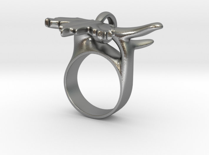 Maple Leaf Charm Ring 3d printed