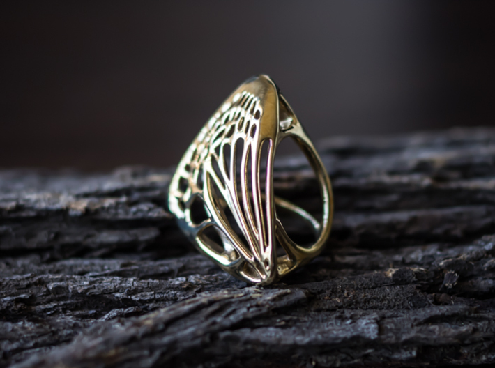 Butterfly Ring [ Size 4 ] 3d printed Material : Polished Brass