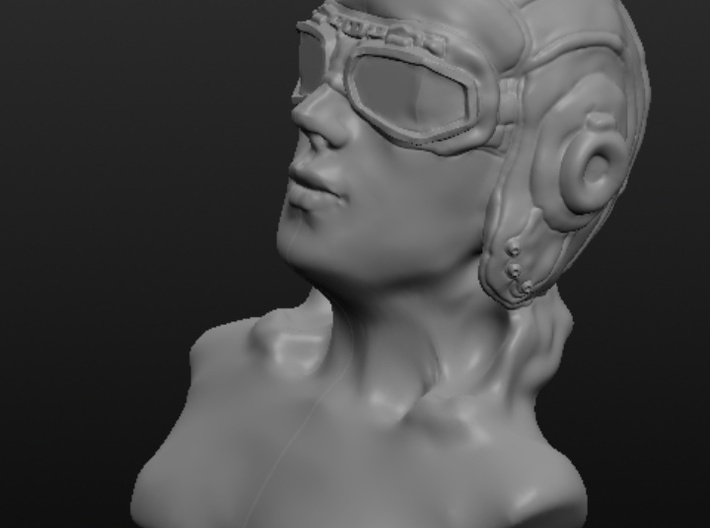 Woman with Flight Goggle 3d printed Side