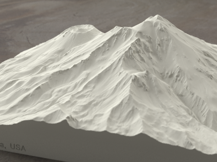 8'' Mt. Shasta, California, USA, Sandstone 3d printed Radiance rendering of model, viewed from the SSE