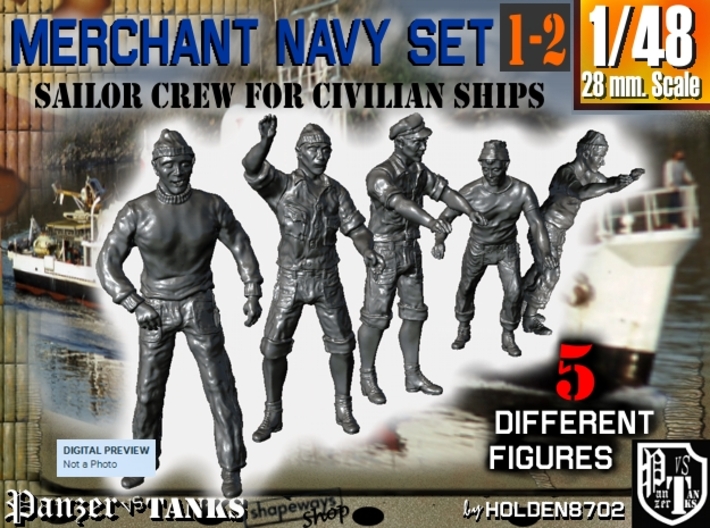 1-48 Merchant Navy Crew Set 1-2 3d printed