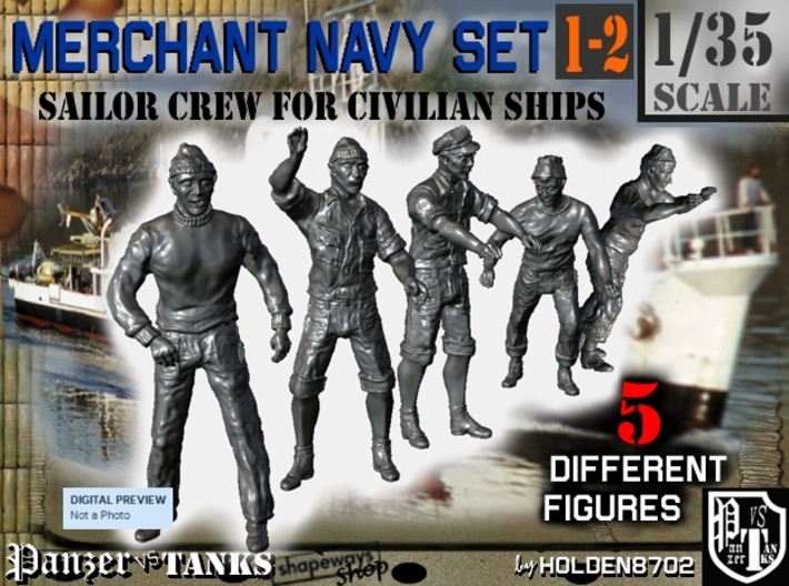 1-35 Merchant Navy Crew Set 1-2 3d printed