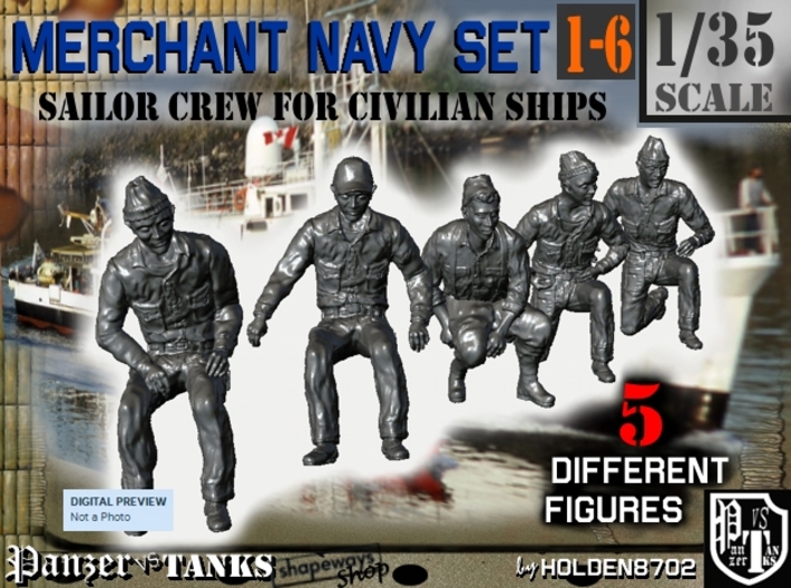 1-35 Merchant Navy Crew Set 1-6 3d printed