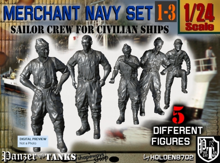 1-24 Merchant Navy Crew Set 1-3 3d printed