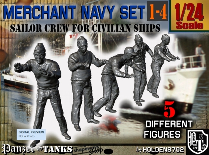 1-24 Merchant Navy Crew Set 1-4 3d printed