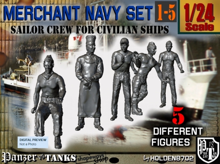 1-24 Merchant Navy Crew Set 1-5 3d printed