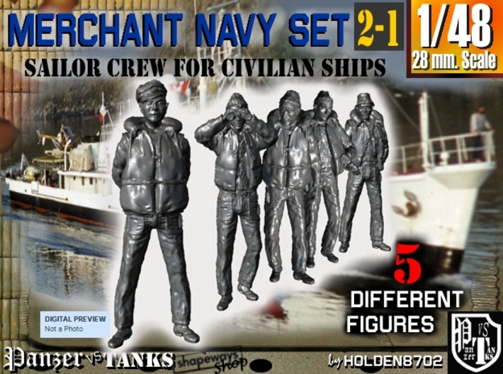 1-48 Merchant Navy Crew Set 2-1 3d printed