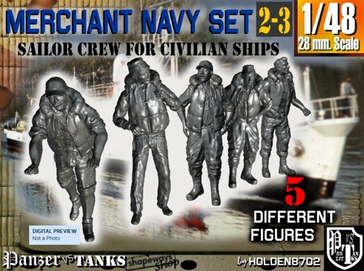 1-48 Merchant Navy Crew Set 2-3 3d printed